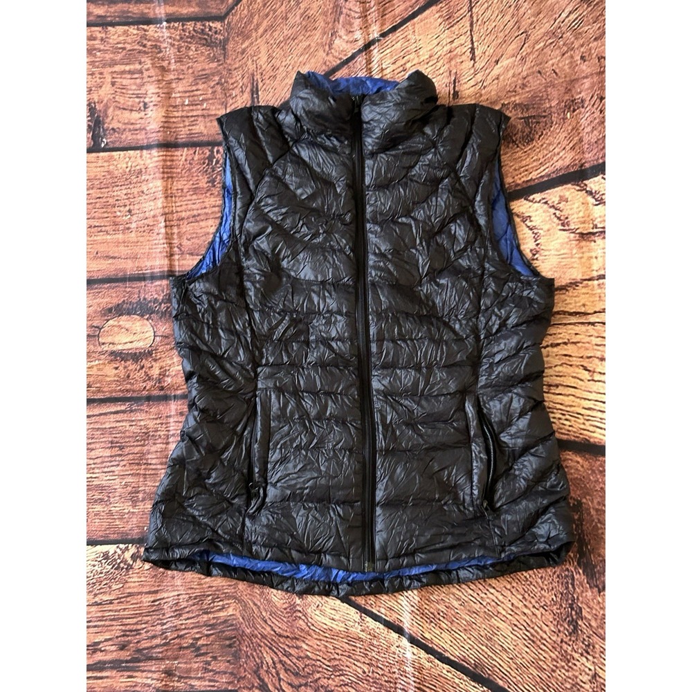 Bernardo Women Goose Down Vest Black Purple Zip Up Size Small Packable